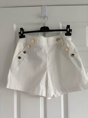 Lilly Pulitzer White High-Waist Shorts with Gold Buttons